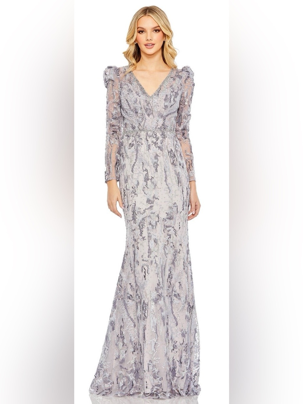 Mac Duggal 20425 NWT Long Sleeve Embroidered Dress
